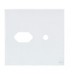 Placa p/ 1 Tomada + furo 4x4 - Novara Glass Branco